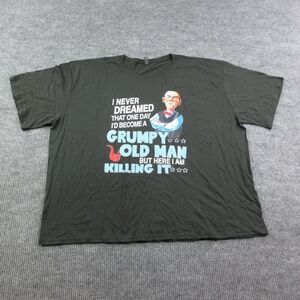 Grumpy Old Man Shirt Mens 5XL Black Crew Neck Cotton Jersey Relaxed Fit Tee